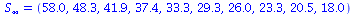 S[infinity] = (58.0, 48.3, 41.9, 37.4, 33.3, 29.3, 26.0, 23.3, 20.5, 18.0)