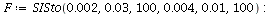 `:=`(F, SISto(0.2e-2, 0.3e-1, 100, 0.4e-2, 0.1e-1, 100)); -1