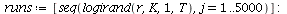 `assign`(runs, [seq(logirand(r, K, 1, T), j = 1 .. 5000)]); -1