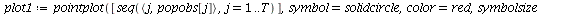`assign`(plot1, pointplot([seq(`<,>`(j, popobs[j]), j = 1 .. T)], symbol = solidcircle, color = red, symbolsize = 15)); -1