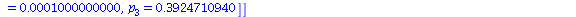 [[p[1] = 0., p[2] = 0., p[3] = 0.], [p[1] = .645794616, p[2] = 0., p[3] = .3924146130], [p[1] = .6458476131, p[2] = 0.1000000000e-3, p[3] = .3924710940]]