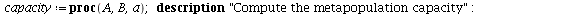 `assign`(capacity, proc (A, B, a) description
