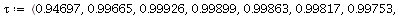 `:=`(f, `<,>`(0, 0, .3964, 1.4939, 2.1777, 2.5250, 2.6282, 2.6749, 2.6018, 2.4419, 2.1865, 1.9044, 1.7259, 1.4918, 1.2415, .9522, .7141, .4618, .2518, 0.901e-1, 0.35e-2)); -1; `:=`(tau, `<,>`(.94697, ...